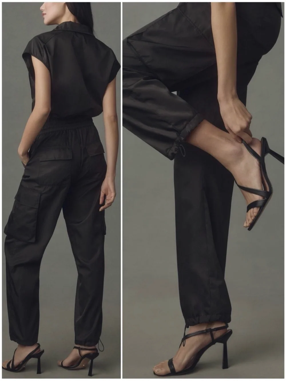 PISTOLA Jade Cargo Black Jumpsuit Lightweight Sleeveless XL
